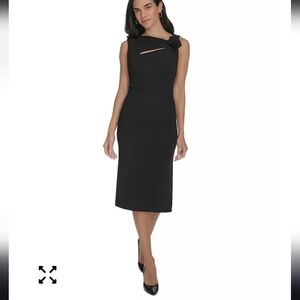 Calvin Klein Women Asymmetric-Neck Sleeveless Sheath Dress Sz 6 Rose Cocktail